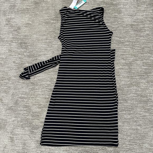 Gilli Dress Women S Black White Striped Wrap Tie Waist Hara Maternity Stitch Fix - Picture 2 of 8